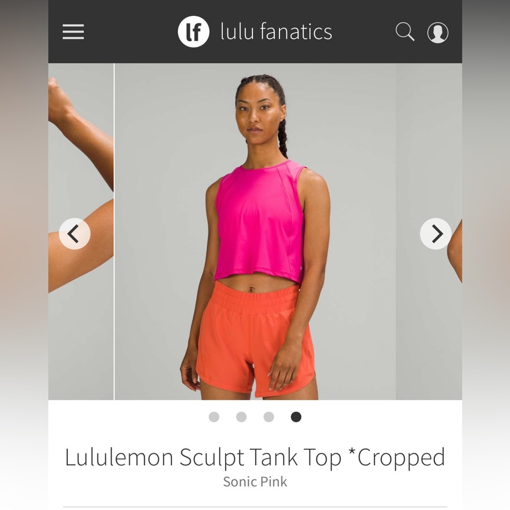 NWT Lululemom Sculpt Tank Cropped size 12 in sonic pink color